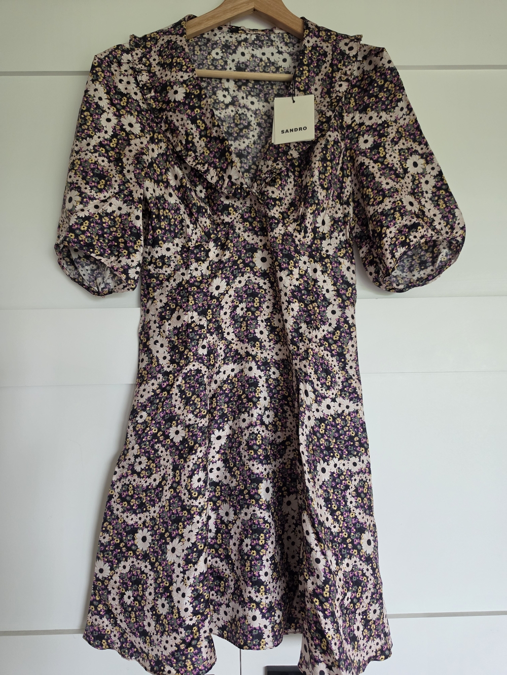 Sandro Mini Dress with Multicolor Floral Print